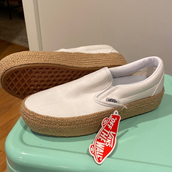 Vans Shoes - VANS- white espadrille slip on platform sneaker - never worn